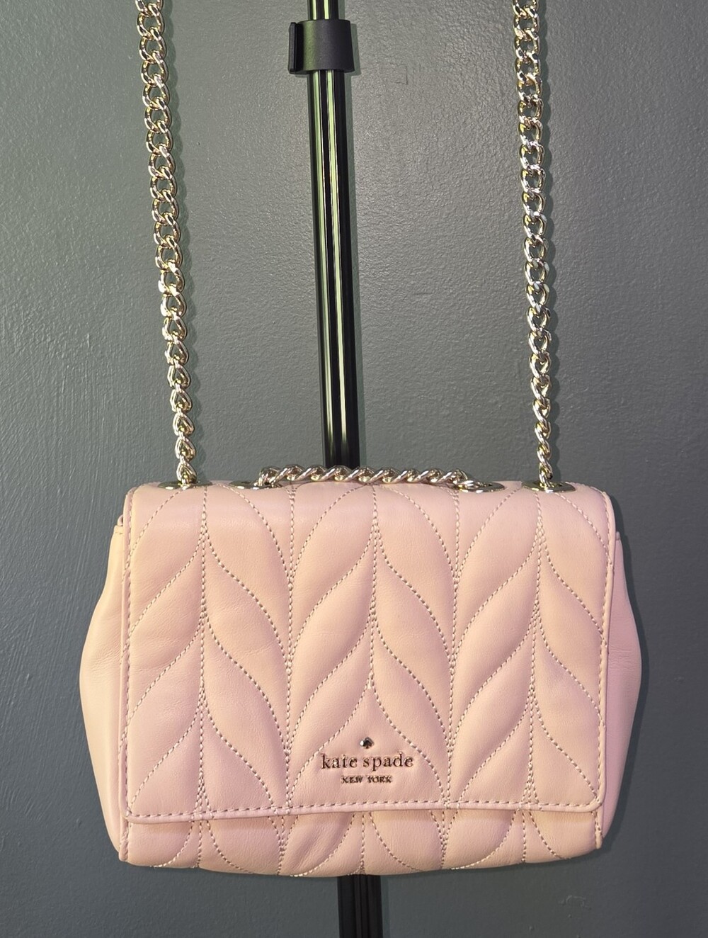 Kate Spade Pink Quilted Gold Chain Shoulder Bag